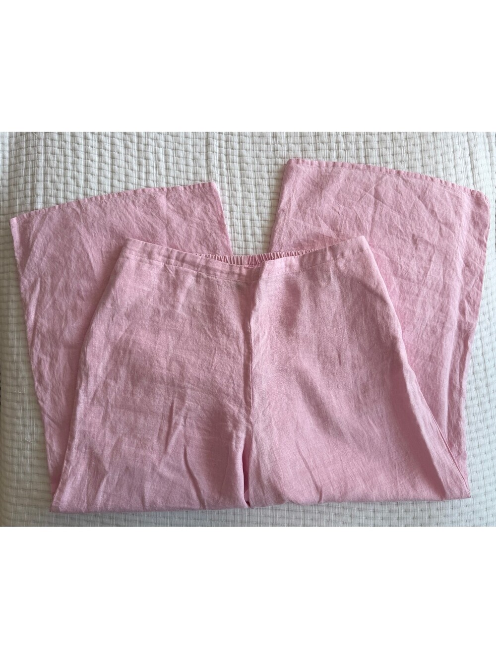Flax Wide-Leg Linen Capris in Light Pink - Picture 2 of 6